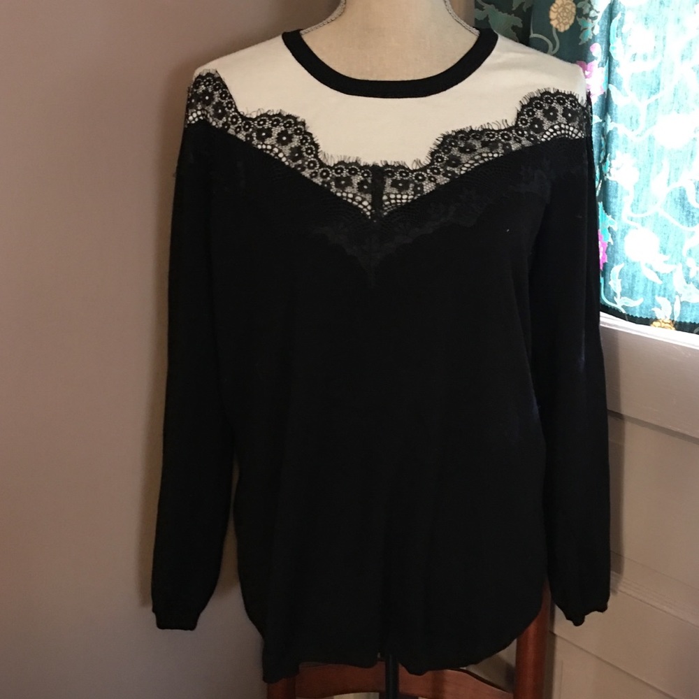 Lane Bryant Black and White Lace Sweater